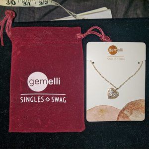 Gemelli Rhinestone Gold Tone Heart Necklace NWT